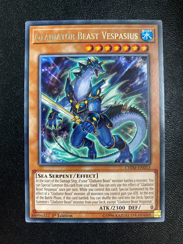 Yugioh Gladiator Beast Vespasius CHIM-EN013 Rare 1st Edition NM