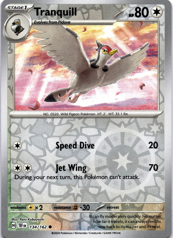 Pokemon Tranquill 134/162 Temporal Forces Reverse Holo NM