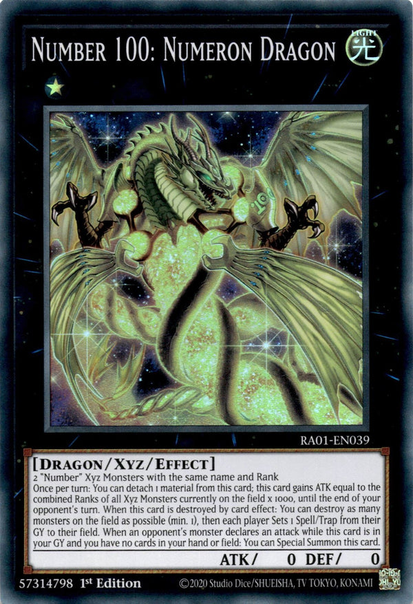 Yugioh Number 100: Numeron Dragon RA01-EN039 Super Rare 1st Edition NM