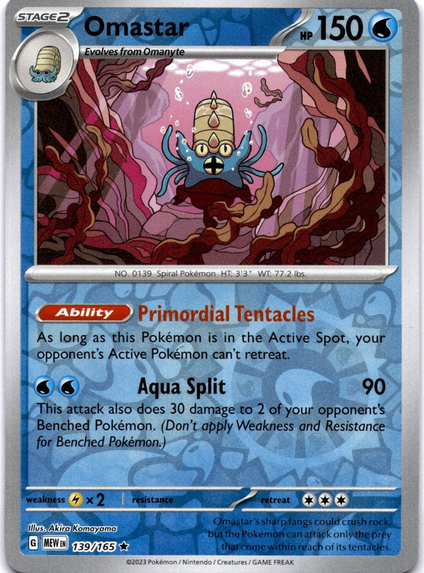 Pokemon Omastar 139/165 Pokemon 151 Reverse Holo NM