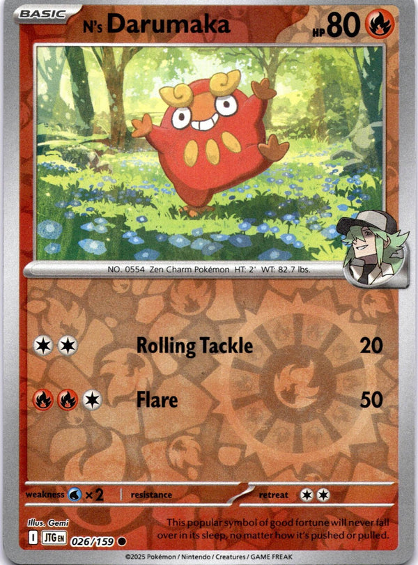 Pokemon N's Darumaka 026/159 Journey Together Reverse Holo NM