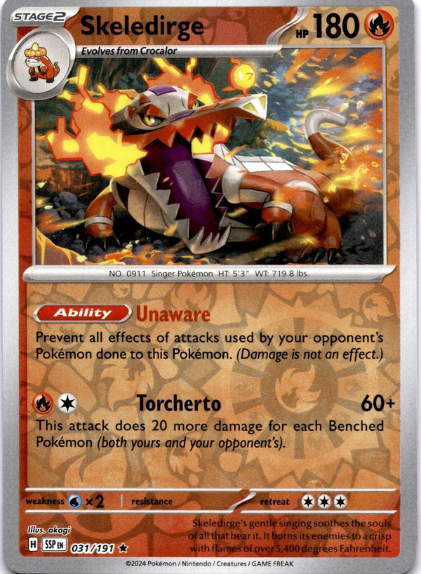 Pokemon Skeledirge 031/191 Surging Sparks Reverse Holo NM