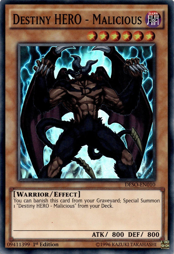 Yugioh Destiny HERO - Malicious DESO-EN010 Super Rare 1st Edition MP/LP