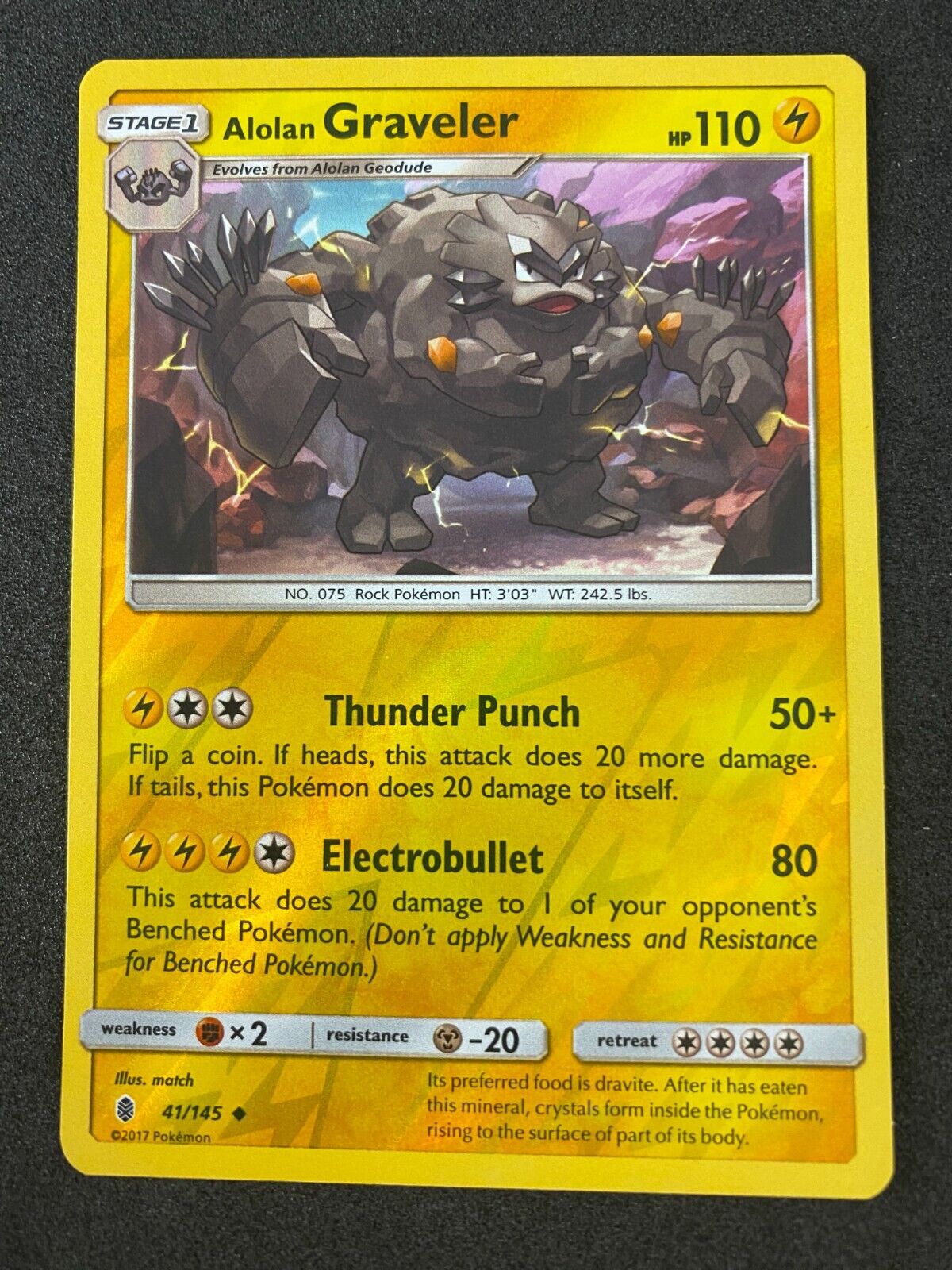 Pokemon Alolan Graveler 41/145 Guardians Rising Reverse Holo NM