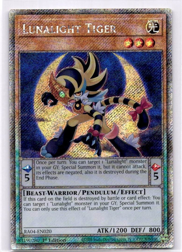 Yugioh Lunalight Tiger RA04-EN020 Platinum Secret Rare 1st Edition NM