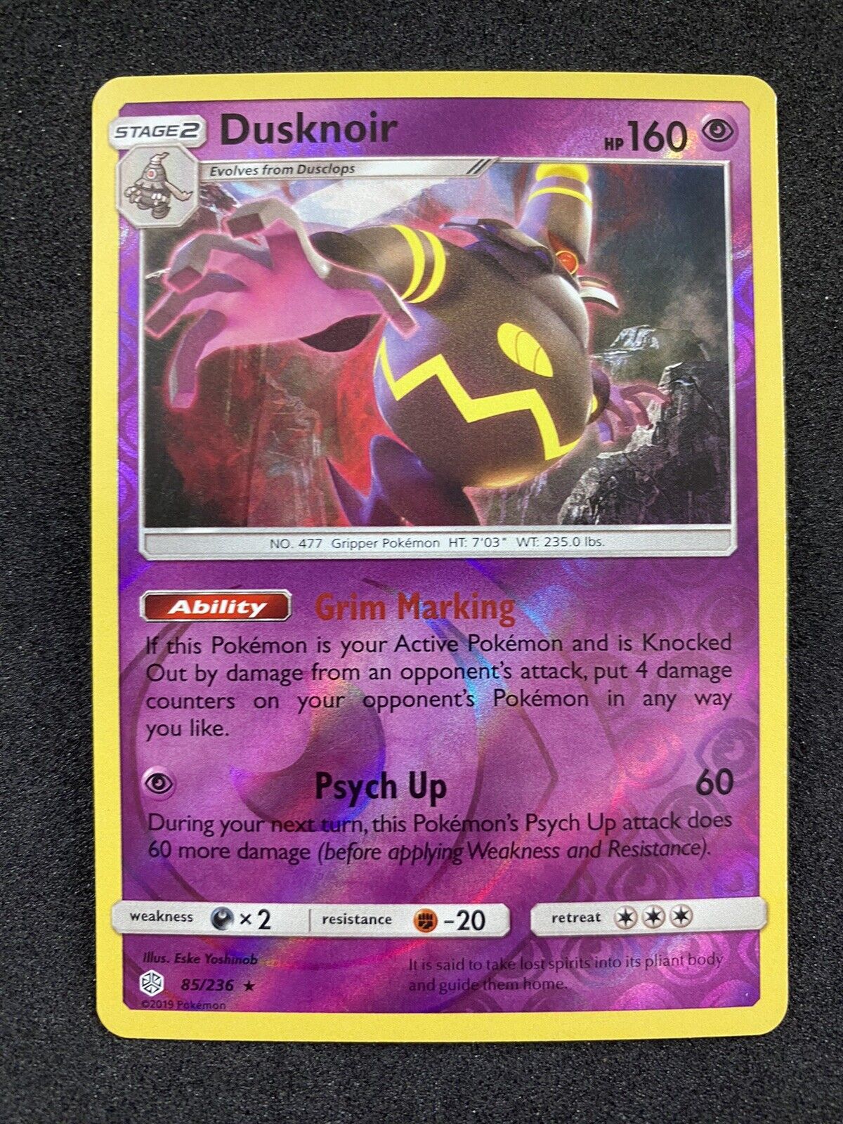 Pokemon Dusknoir 85/236 Reverse Holo Rare Cosmic Eclipse VLP