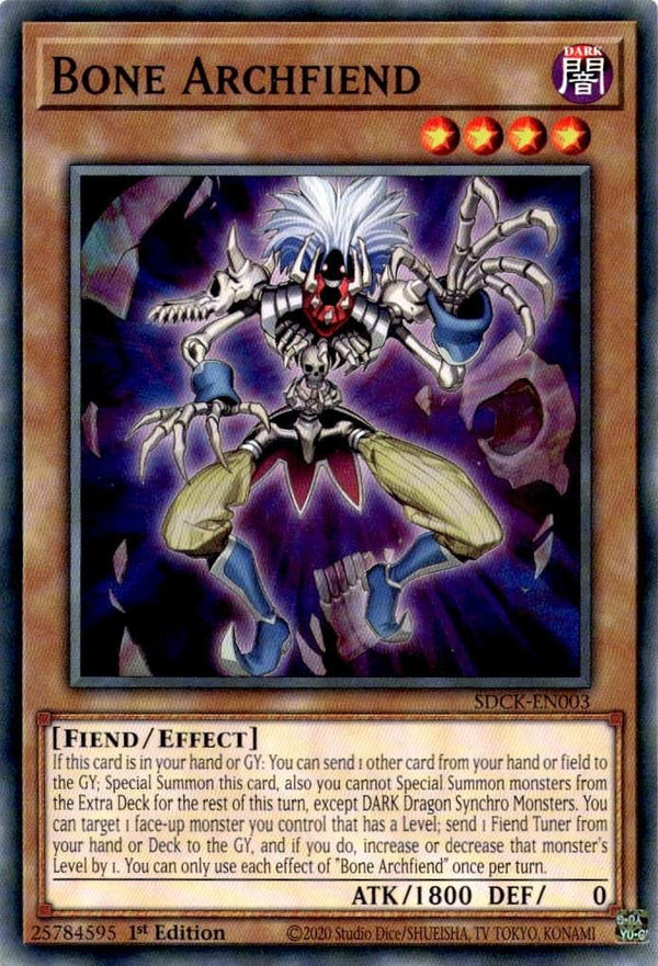 Yugioh Bone Archfiend SDCK-EN003 Common 1st Edition NM