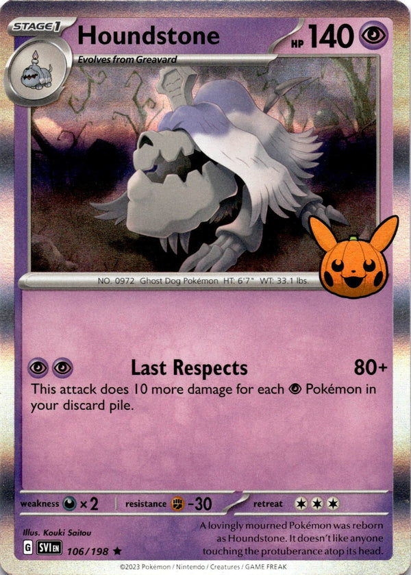 Pokemon Houndstone 106/198 Scarlet Violet Base Holo (Trick or Trade) NM