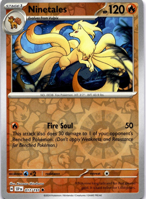 Pokemon Ninetales 017/191 Surging Sparks Reverse Holo NM
