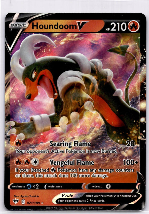 Pokemon Houndoom V 021/189 Darkness Ablaze Full Art Holo NM