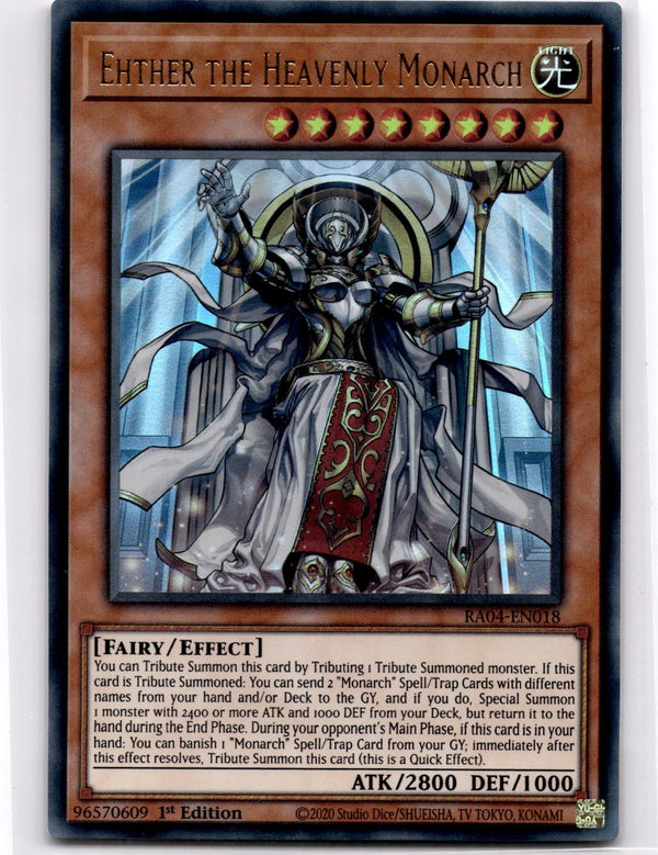 Yugioh Ehther the Heavenly Monarch RA04-EN018 Ultra Rare 1st Edition NM