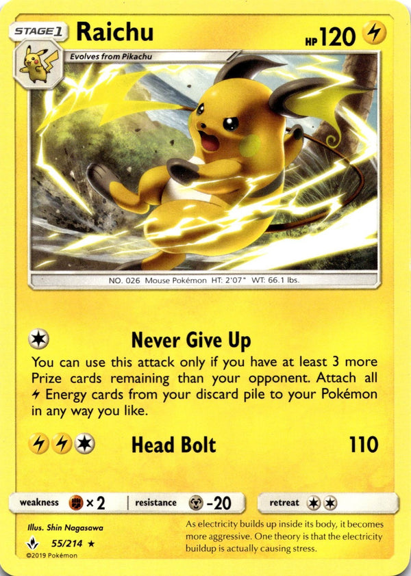 Pokemon Raichu 55/214 Unbroken Bonds Non Holo NM