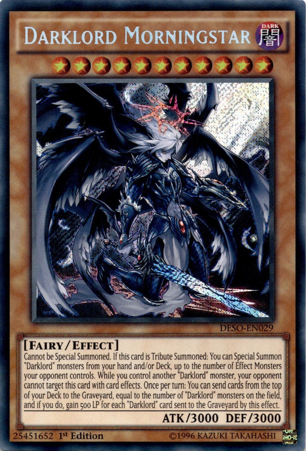 Yugioh Darklord Morningstar DESO-EN029 Secret Rare 1st Edition VLP/NM