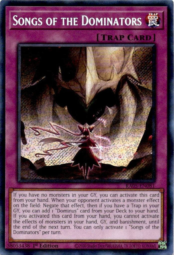 Yugioh Songs of the Dominators RA05-EN081 NA Print Secret Rare 1st Edition NM
