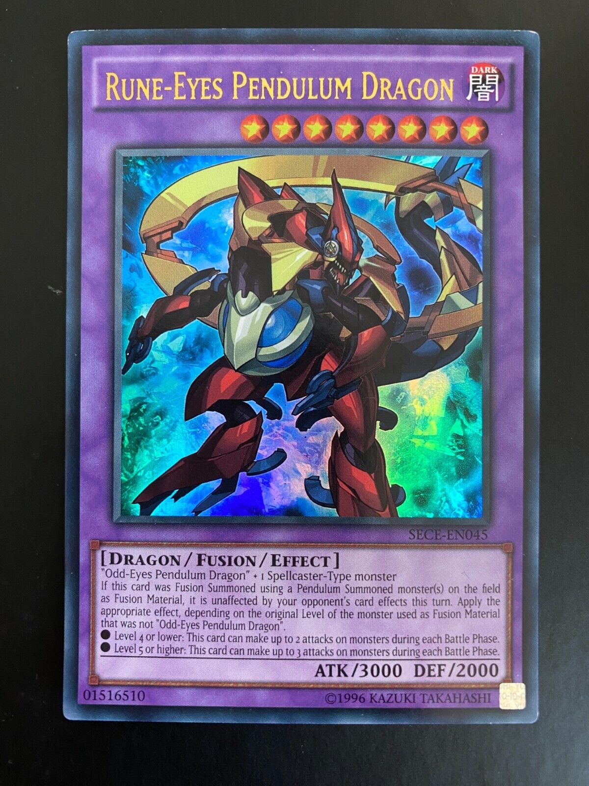 Yugioh Rune-Eyes Pendulum Dragon SECE-EN045 Ultra Rare Unlimited Edition NM