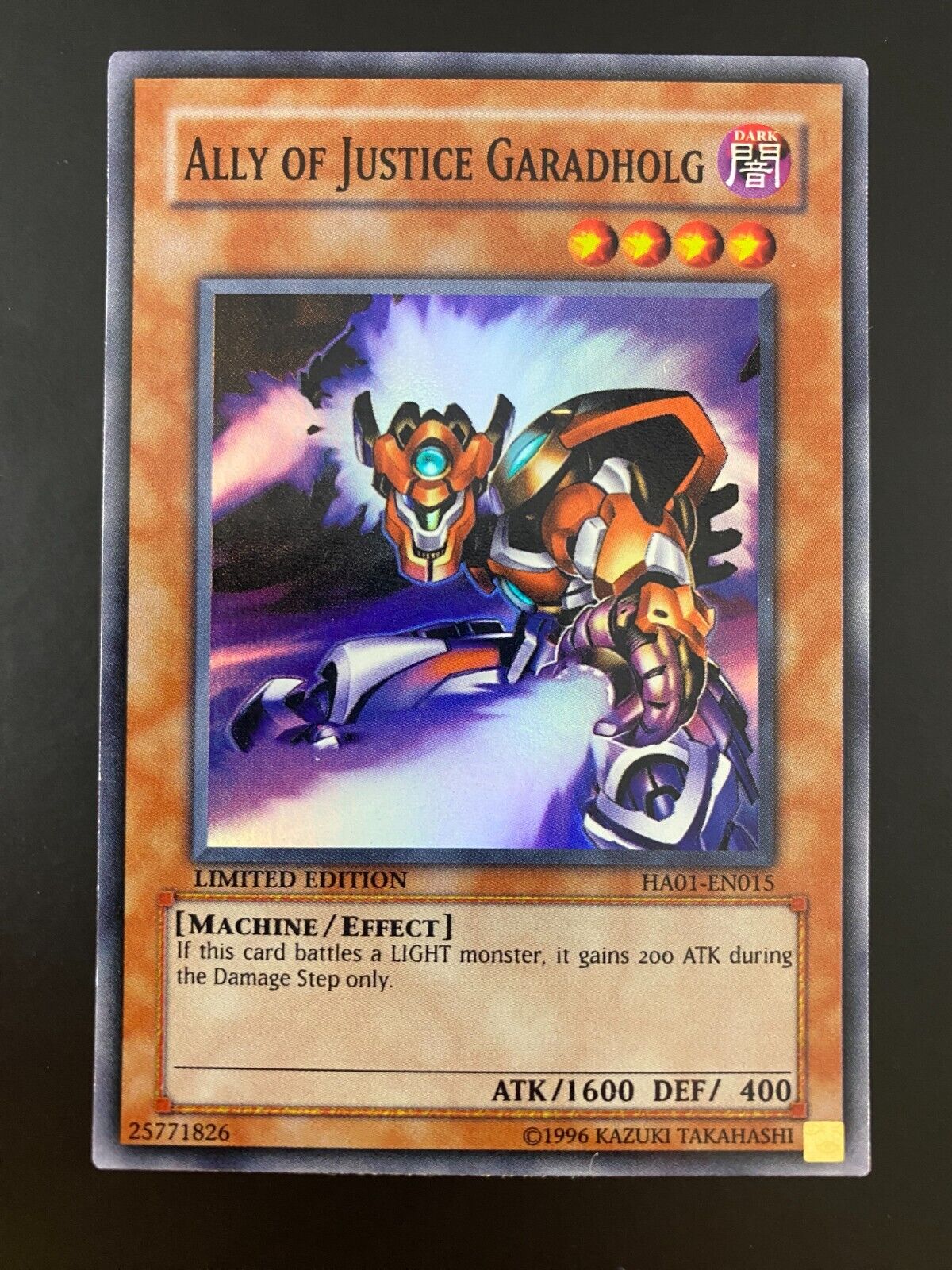 Yugioh Ally of Justice Garadholg HA01-EN015 Limited Edition VLP