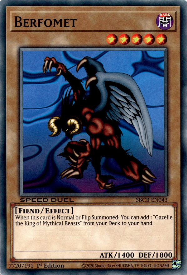 Yugioh Berfomet SBCB-EN043 Speed Duel Common 1st Edition NM