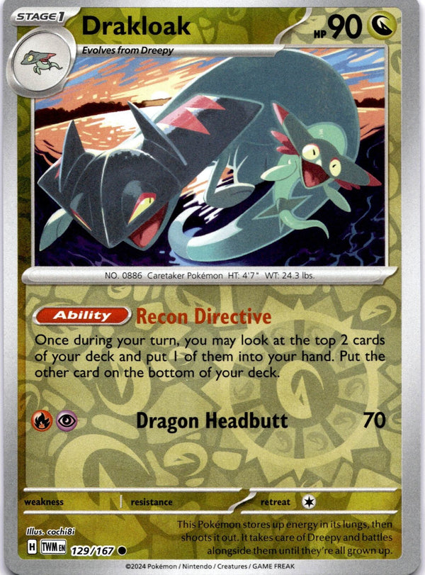 Pokemon Drakloak 129/167 Twilight Masquerade Reverse Holo NM