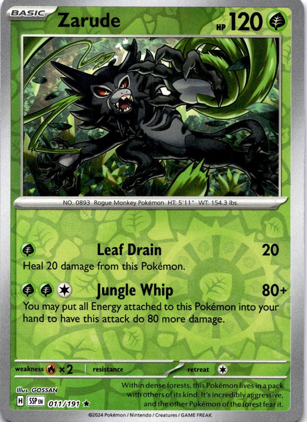 Pokemon Zarude 011/191 Surging Sparks Reverse Holo NM