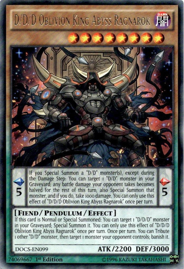 Yugioh D/D/D Oblivion King Abyss Ragnarok DOCS-EN099 Rare 1st Edition NM