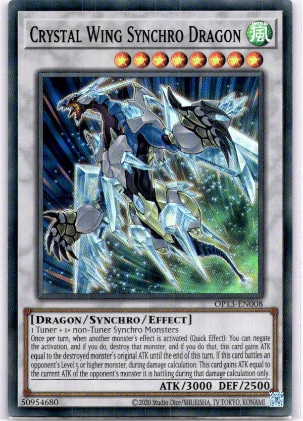 Yugioh Crystal Wing Synchro Dragon OP13-EN008 Super Rare Unlimited Edition NM
