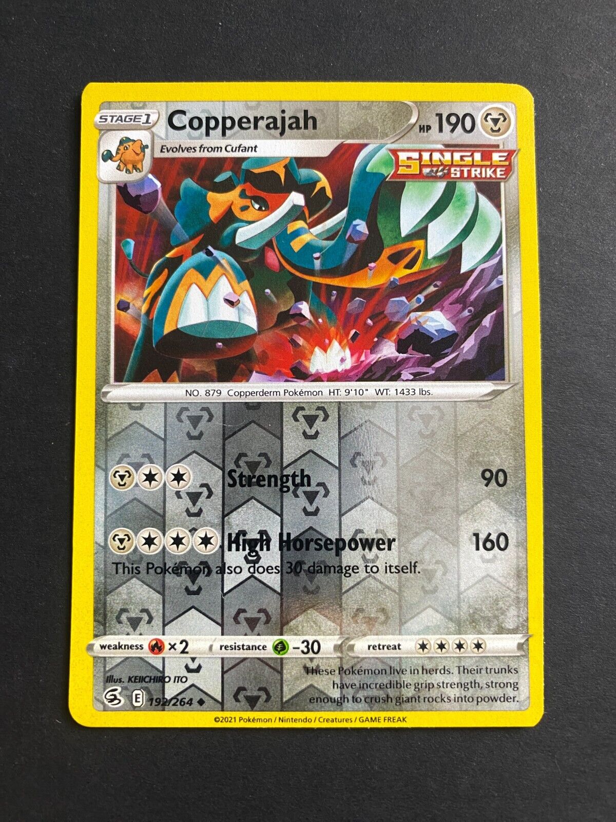 Pokemon Copperajah 192/264 Fusion Strike Reverse Holo VLP/NM