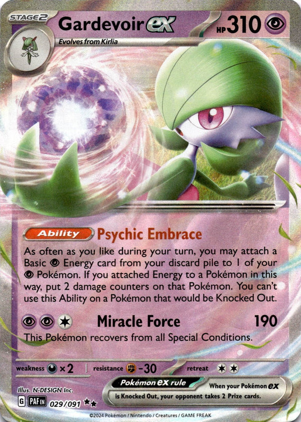 Pokemon Gardevoir ex 029/091 Paldean Fates Full Art Holo NM