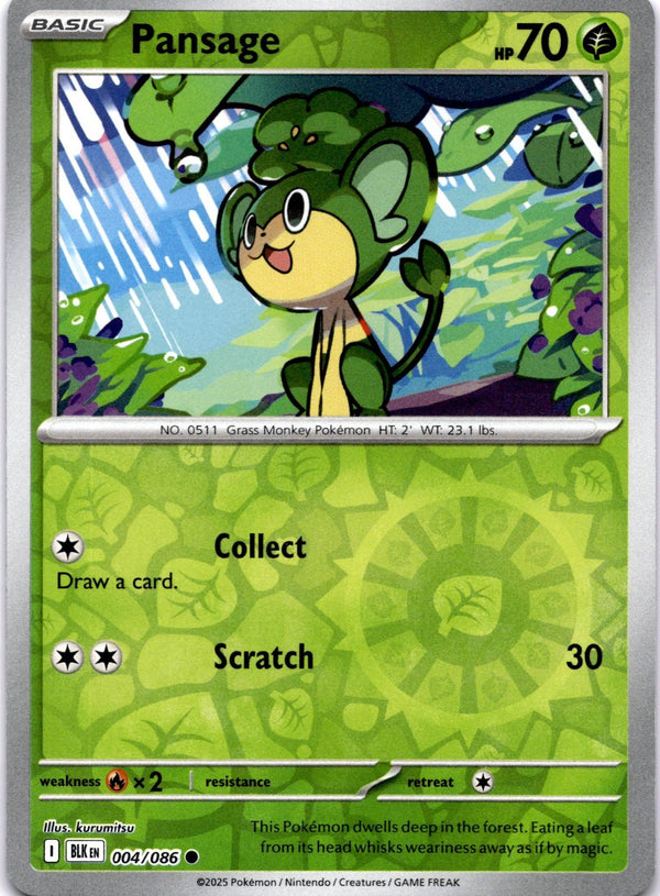 Pokemon Pansage 004/086 Black Bolt Reverse Holo NM