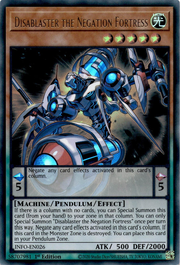 Yugioh Disablaster the Negation Fortress INFO-EN026 Ultra Rare 1st Edition NM