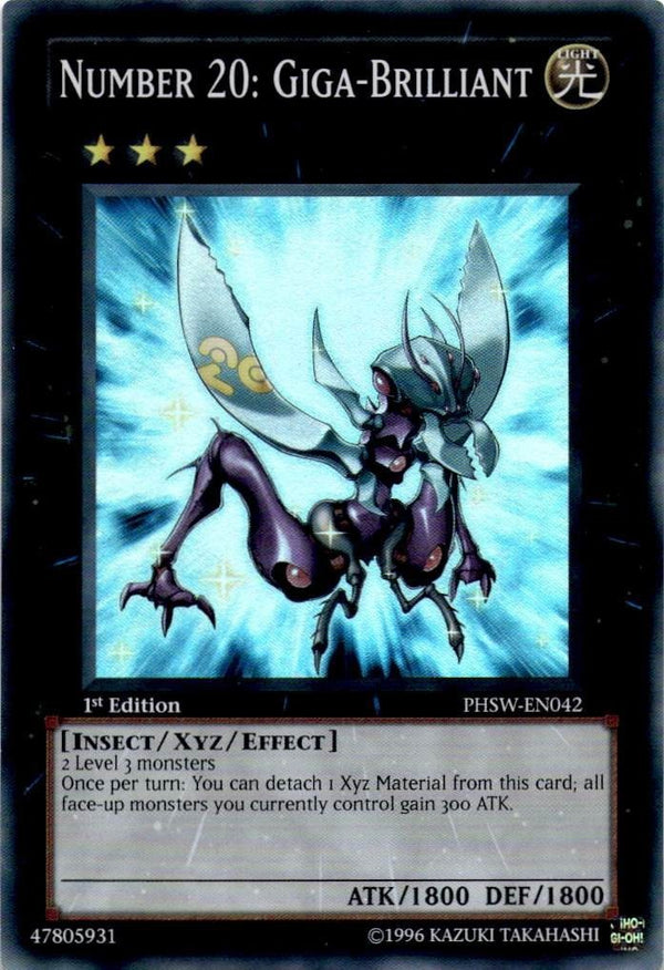 Yugioh Number 20: Giga-Brilliant PHSW-EN042 Super Rare 1st Edition VLP/NM