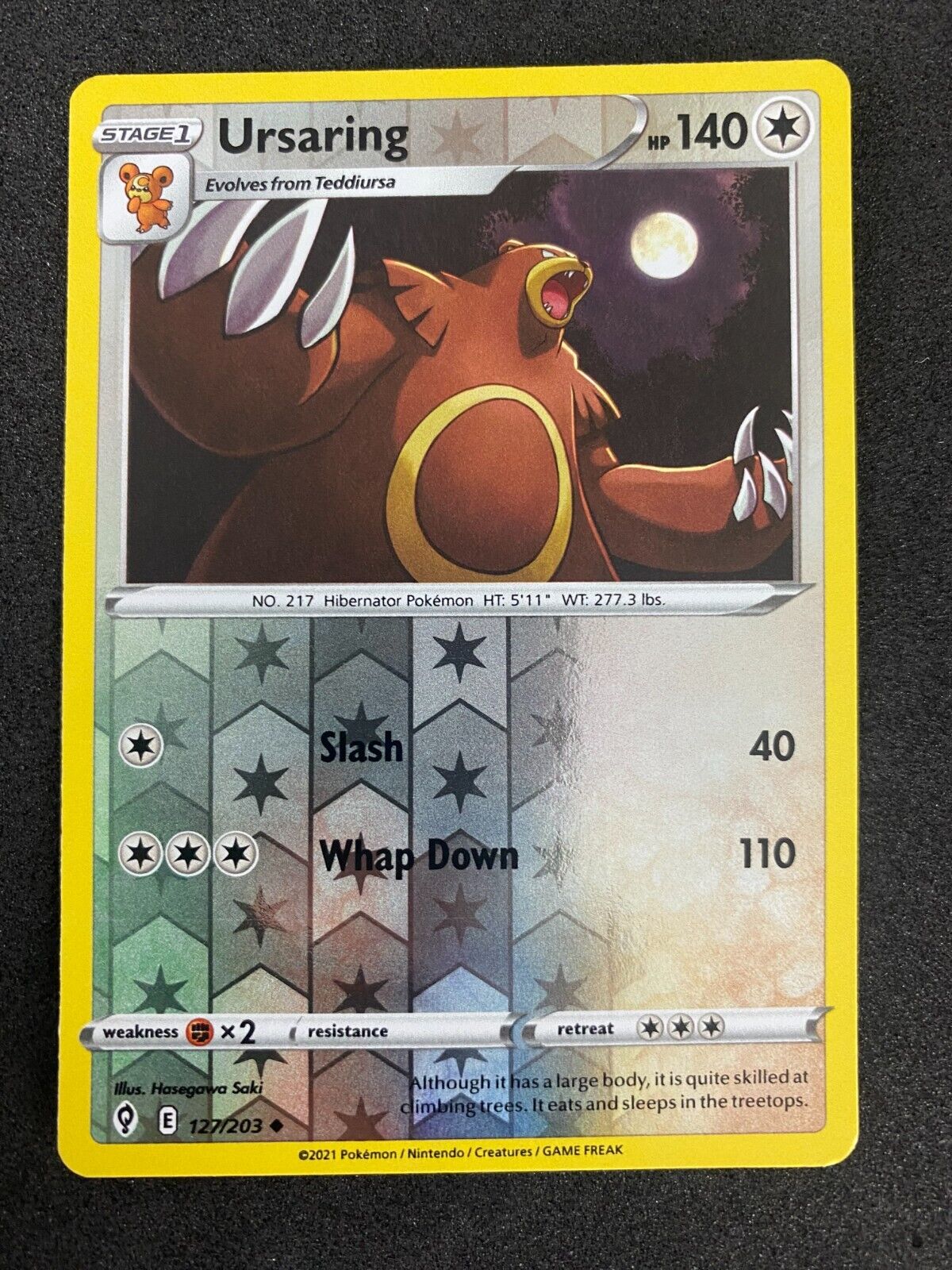 Pokemon Ursaring 127/203 Evolving Skies Reverse Holo NM