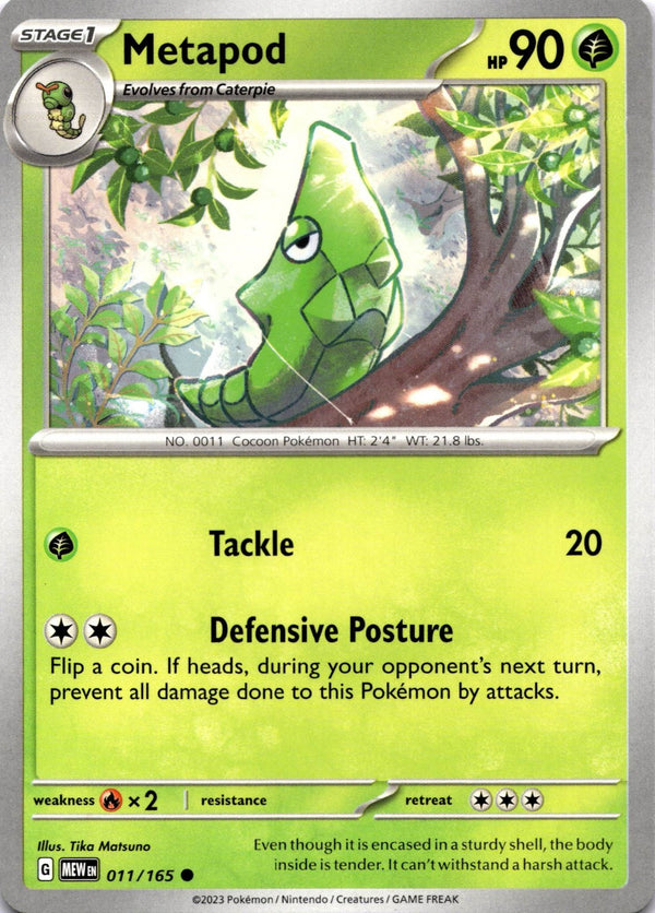 Pokemon Metapod 011/165 Pokemon 151 Non Holo NM