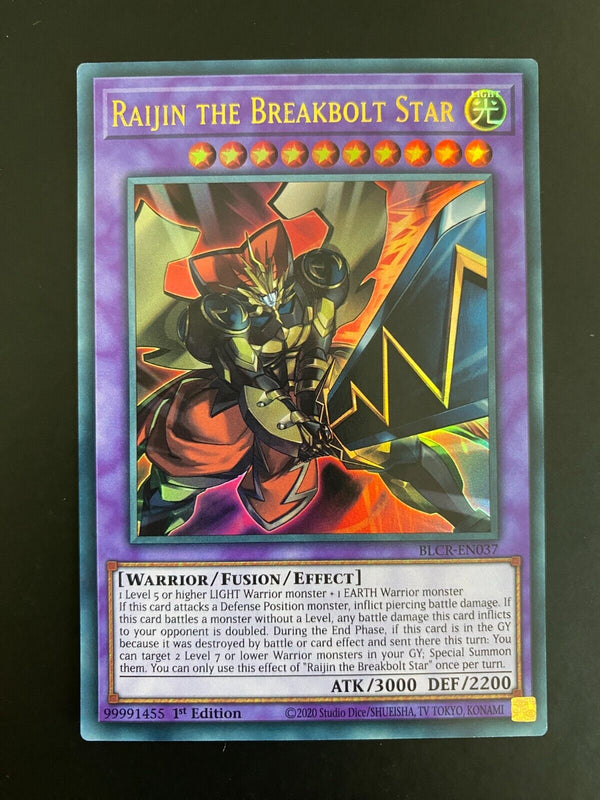 Yugioh Raijin the Breakbolt Star BLCR-EN037 Ultra Rare 1st Edition NM