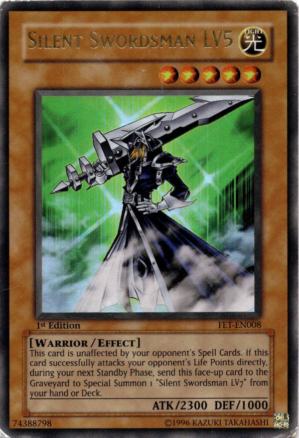 Yugioh Silent Swordsman LV5 FET-EN008 Ultra Rare 1st Edition HP