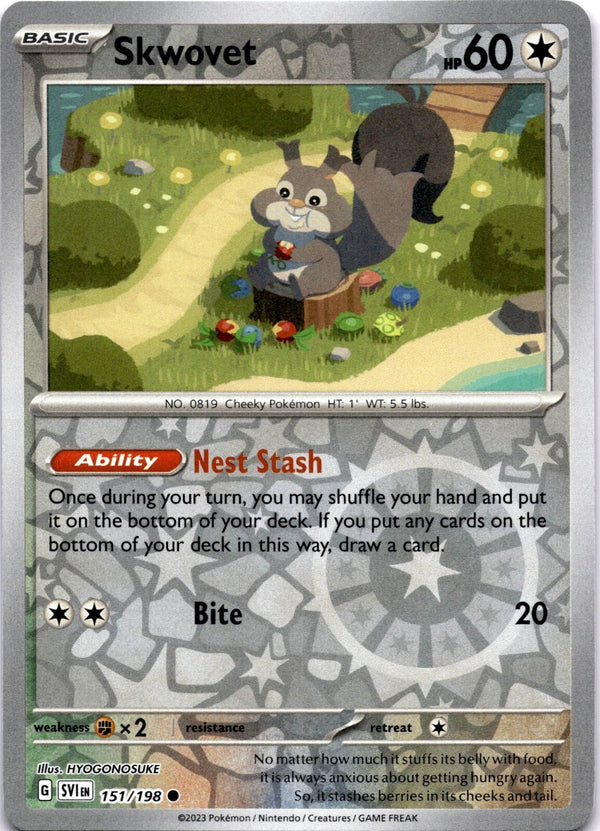 Pokemon Skwovet 151/198 Scarlet Violet Base Rev Holo NM