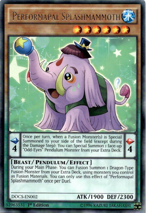 Yugioh Performapal Splashmammoth DOCS-EN002 Rare 1st Edition VLP/NM