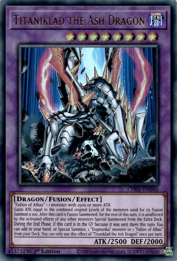 Yugioh Titaniklad the Ash Dragon CH01-EN046 Ultra Rare 1st Edition NM