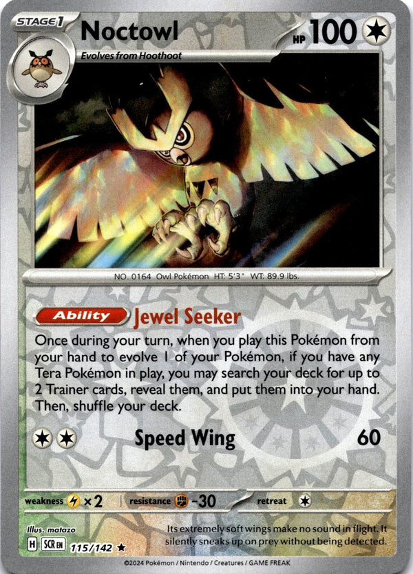 Pokemon Noctowl 115/142 Stellar Crown Reverse Holo NM