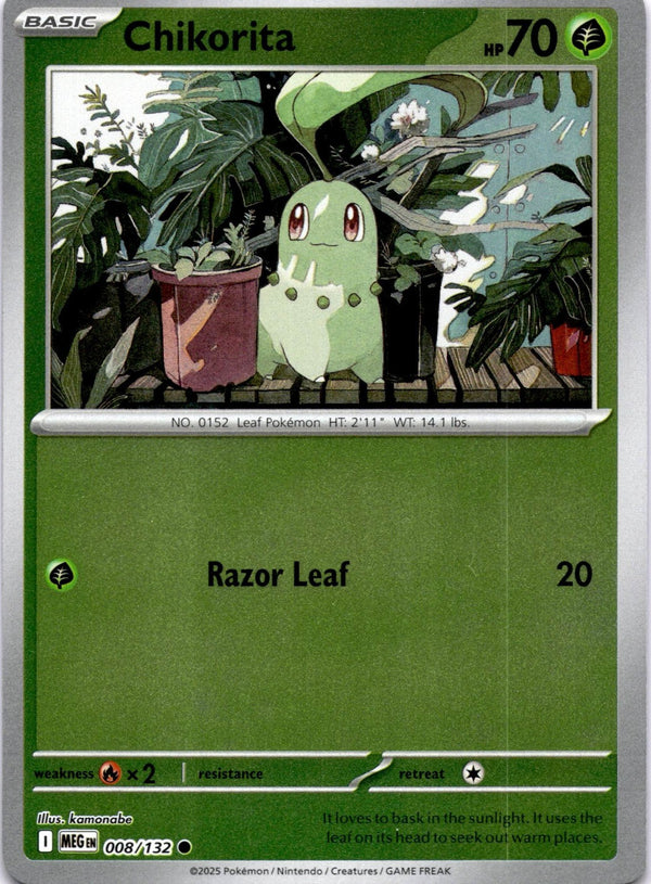 Pokemon Chikorita 008/132 Mega Evolution Reverse Holo NM