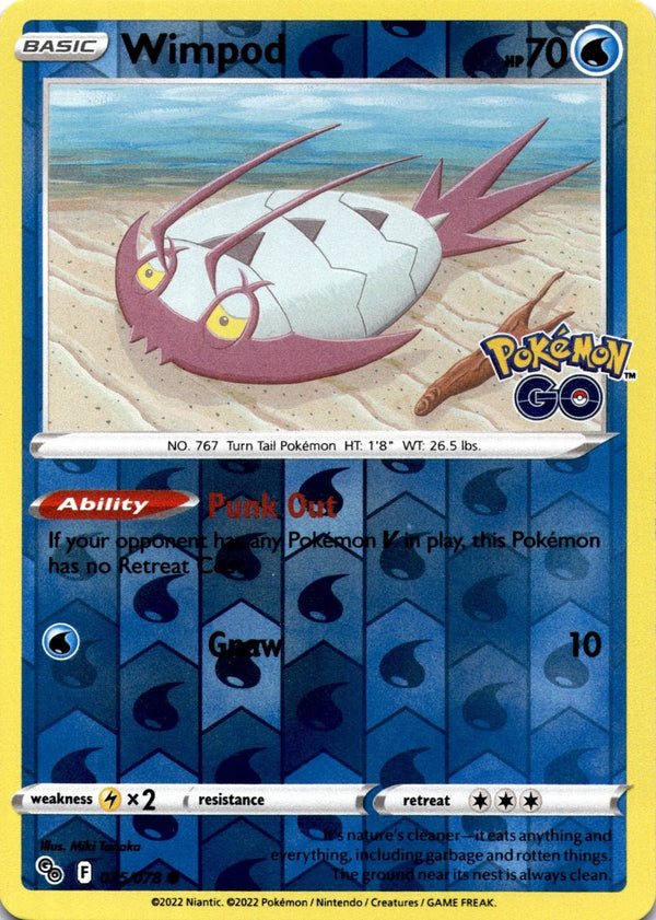 Pokemon Wimpod 025/078 Pokemon Go Reverse Holo NM