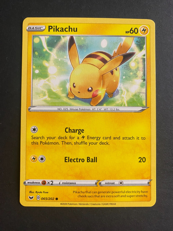 Pokemon Pikachu 065/202 Sword Shield Base Common Non Holo NM
