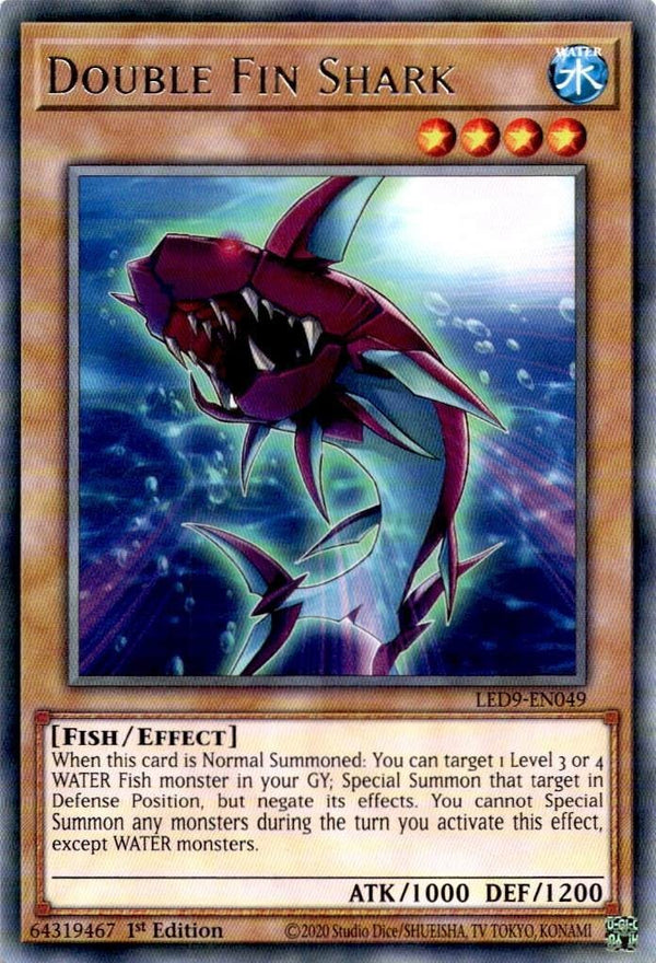 Yugioh Double Fin Shark LED9-EN049 Rare 1st Edition NM