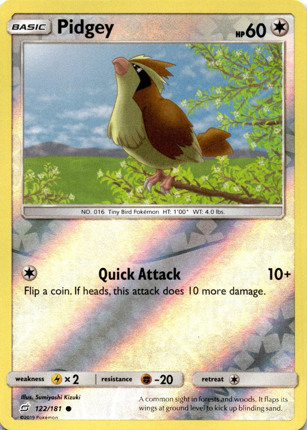Pokemon Pidgey 122/181 Team Up Reverse Holo NM