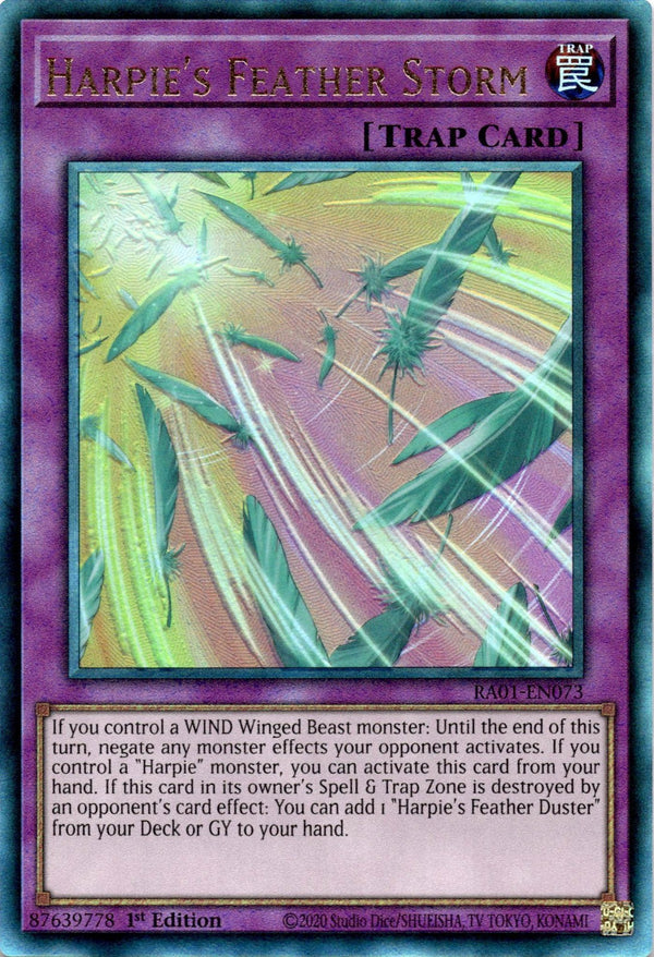 Yugioh Harpie's Feather Storm RA01-EN073 Ultimate Rare 1st Edition NM