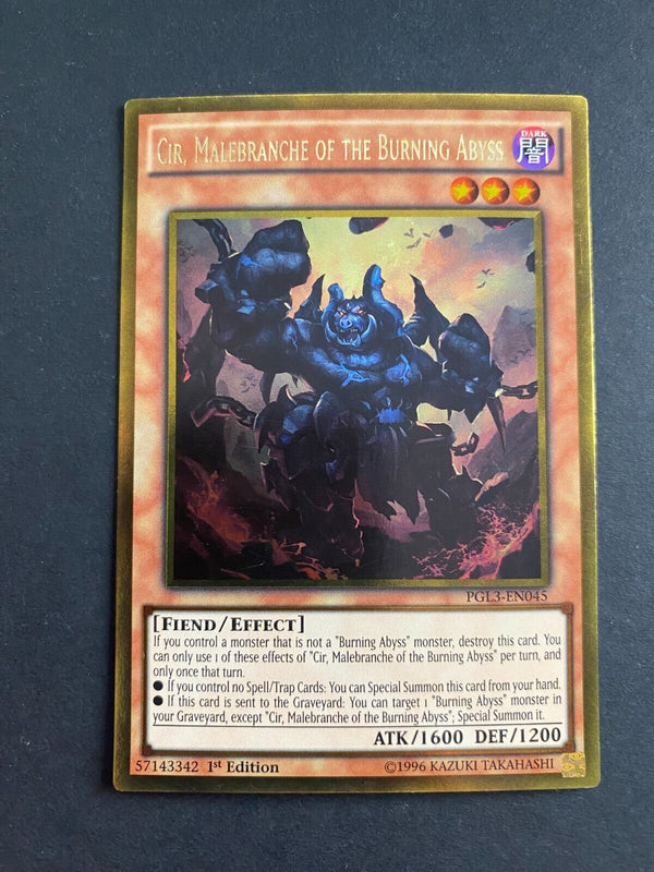 Yugioh Cir, Malebranche of the Burning Abyss PGL3-EN045 Gold Rare 1st Edition LP