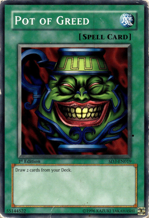 Yugioh Pot of Greed SD3-EN019 Common 1st Edition DAMAGED