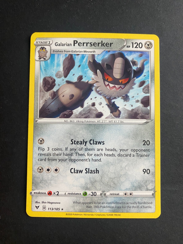Pokemon Galarian Perrserker 113/185 Vivid Voltage Rare Non Holo NM