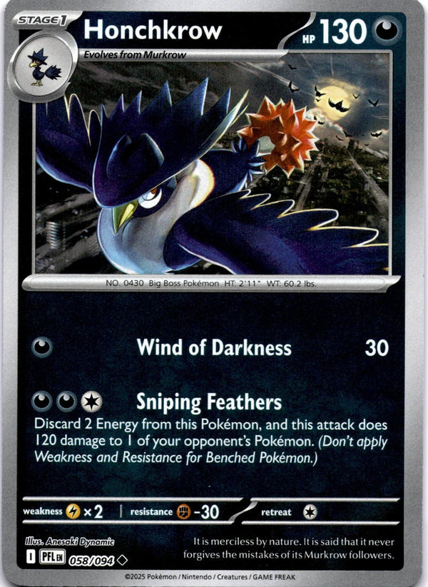 Pokemon Honchkrow 058/094 Phantasmal Flames Reverse Holo NM