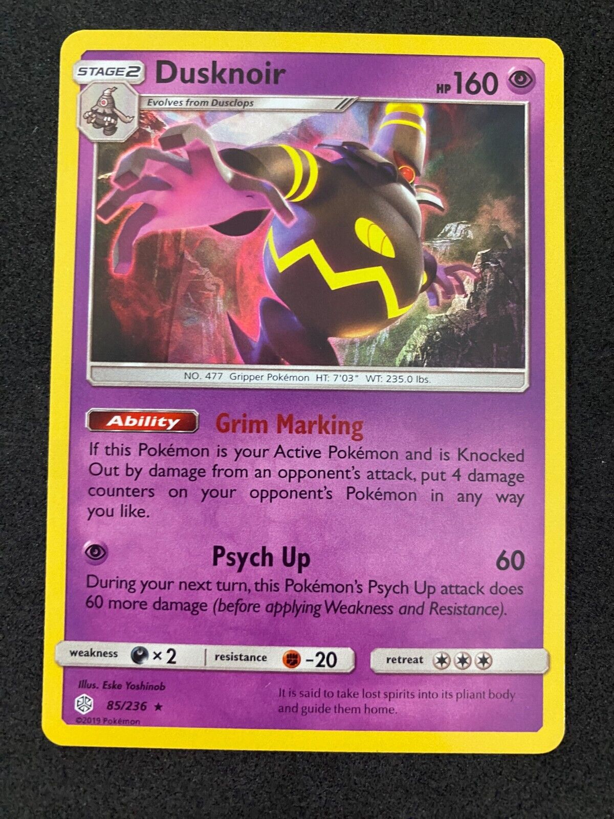 Pokemon Dusknoir 85/236 Cosmic Eclipse Holo NM