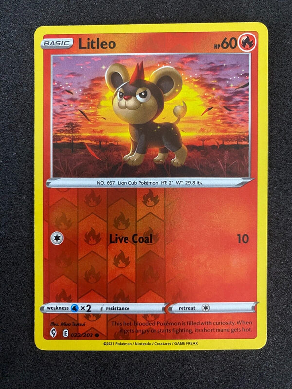 Pokemon Litleo 022/203 Evolving Skies Reverse Holo LP